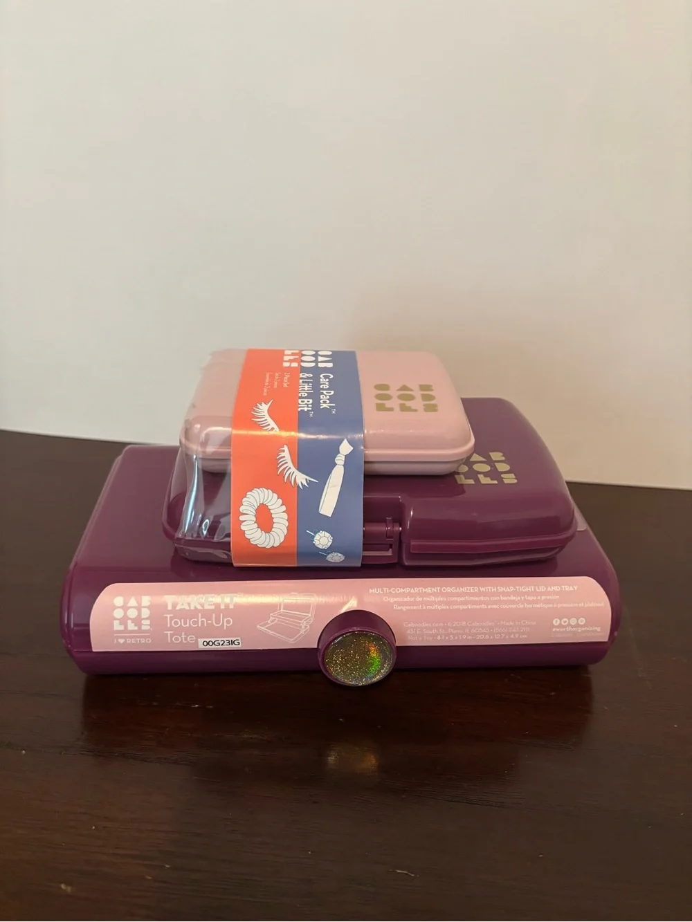 Caboodles Purple & Pink 3 piece storage Cases